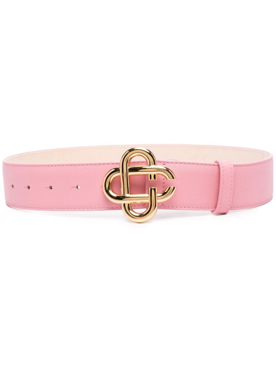 Casablanca Logo Buckle Pink Leather Belt