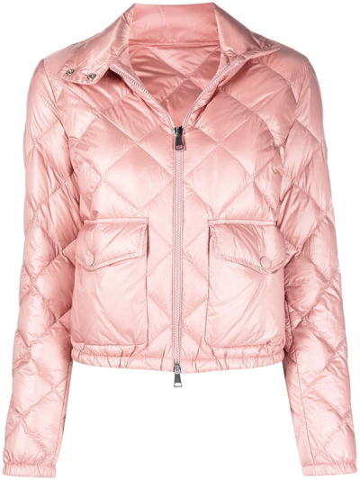 Moncler Binic Nylon Quilted Down Jacket In Pink