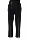 Alexander Mcqueen Decorative Zip-detail Wool Tailored Trousers In Black