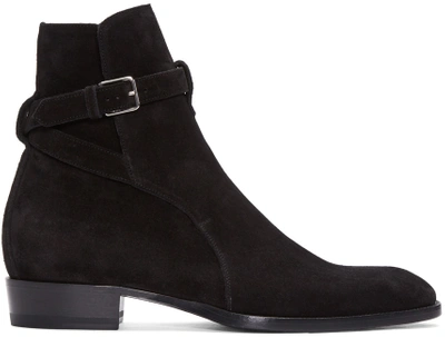 Saint Laurent Black Suede Wyatt Jodhpur Boots In Black