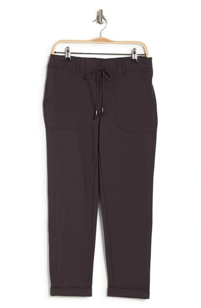 Democracy Ab Leisure High Rise Patch Pocket Utility Roll Cuff Drawstring Pants In Dark Heather Charcoal