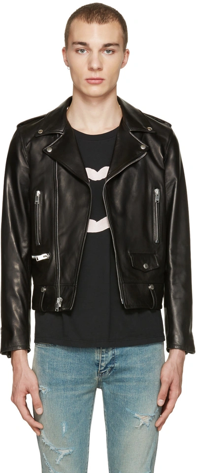 Saint Laurent Black Leather Classic L01 Motorcycle Jacket