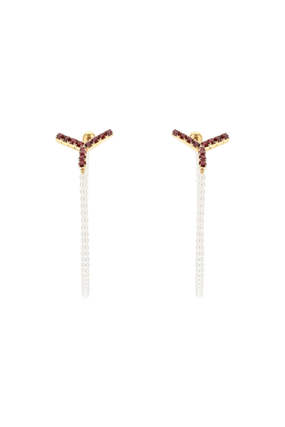 Y/project Y Project Maxi Y Pearl Hoop Earrings In Multi-colored