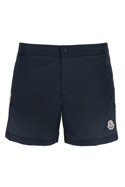 Moncler Swim Trunks With Logo In Navy