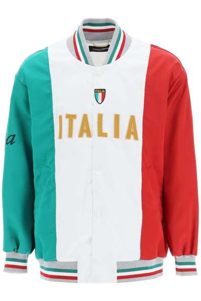Dolce & Gabbana Italian Flag Light Bomber Jacket In White