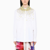 DRIES VAN NOTEN WHITE POPLIN SHIRT WITH CRYSTALS AND PEARLS