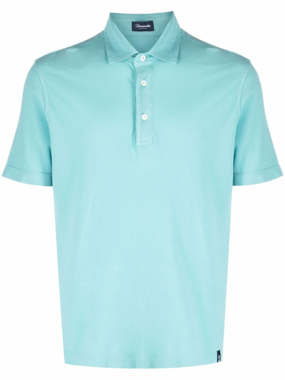 Drumohr Cotton Classic Polo Shirt In Turquoise