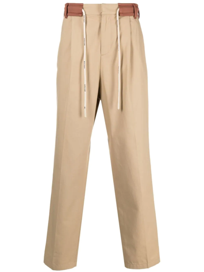 Palm Angels Drawstring Side Stripe Track Pants In Neutrals
