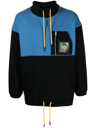 Ambush Two-tone Logo-patch Sweatshirt In Red