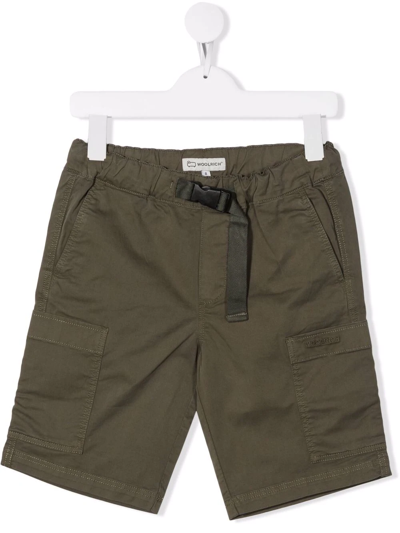 Woolrich Teen Belted Cargo Shorts In Green