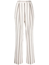 Fabiana Filippi Stripe-print Straight-leg Tailored Trousers In Neutrals