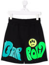 Barrow Logo Print Cotton Sweat Shorts In Black