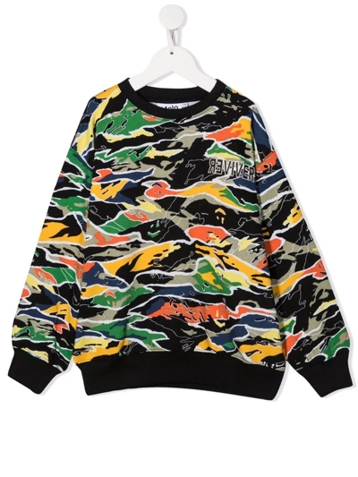 Molo Kids' Camouflage-print Crew-neck Sweatshirt In Black