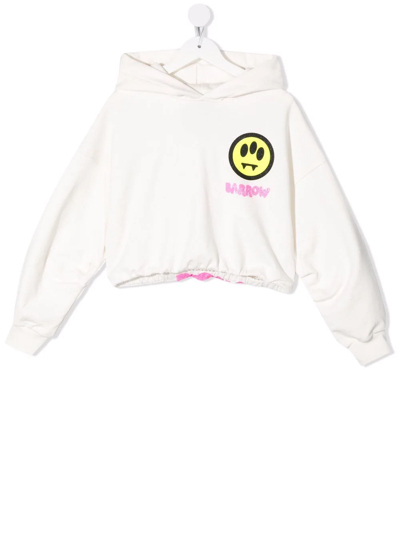 Barrow Kids' Smiley Logo Print Hoodie In White