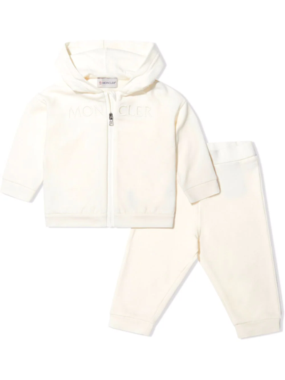 Moncler Babies' Embroidered Logo Tracksuit Set In White