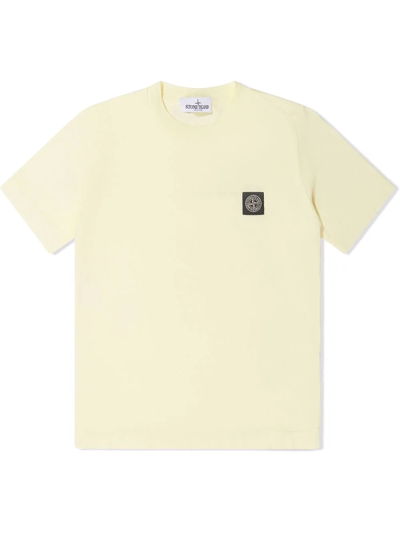 Stone Island Junior Kids' Logo-print Cotton T-shirt In Yellow
