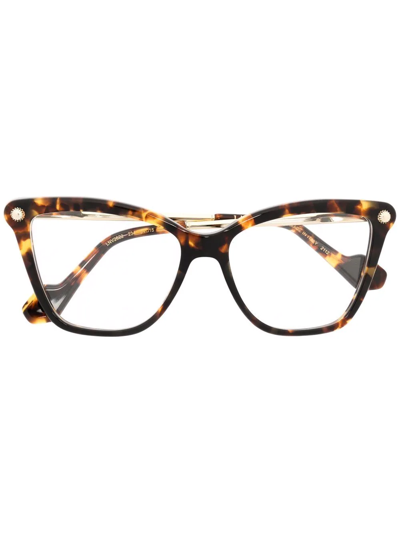 Lanvin Cat-eye Engraved Logo Glasses In Brown
