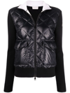 Moncler Panelled Wool Padded Jacket In Black