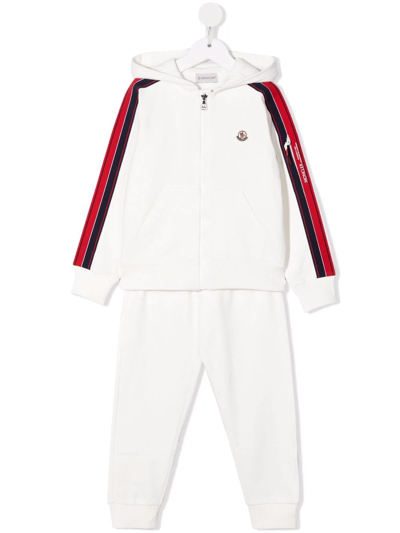 Moncler Kids' Hooded Zip-up Cotton Tracksuit In Ivory