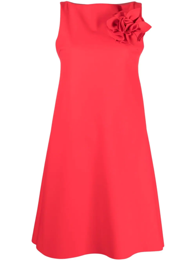 Le Petite Robe Di Chiara Boni Floral-appliqué A-line Dress In Red