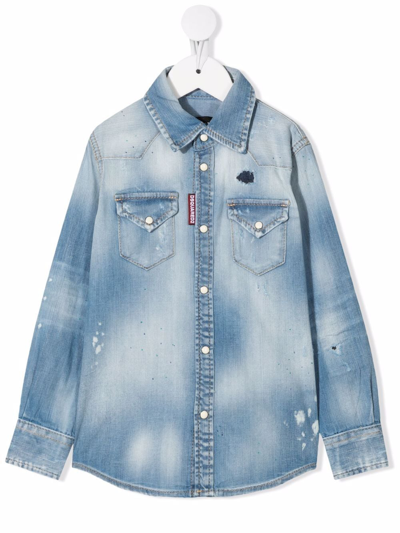 Dsquared2 Kids' Light-wash Denim Shirt