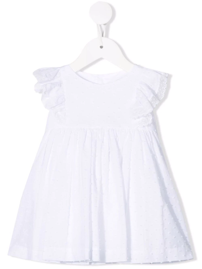 Mariella Ferrari Babies' Ruffle-trim Lace-detail Dress In White