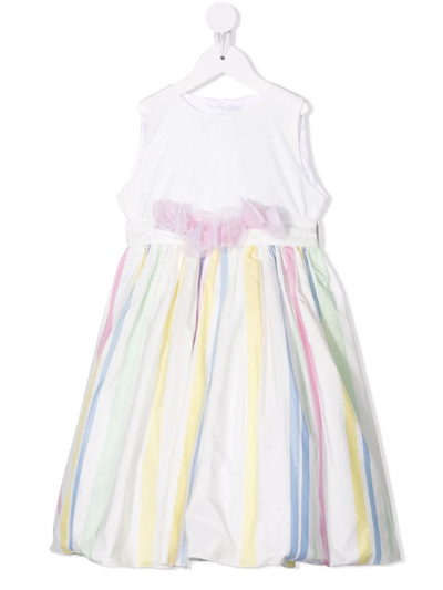Mariella Ferrari Kids' Rainbow Striped Dress In White