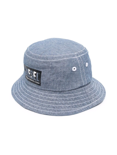 Diesel Kids' Denim Style Bucket Hat In Blue