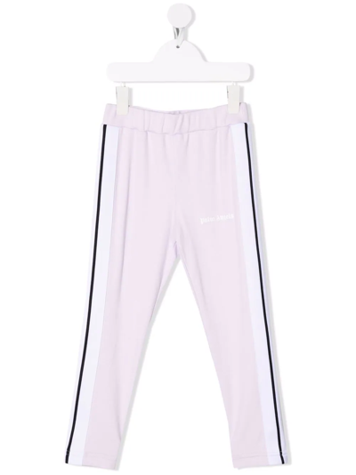 Palm Angels Kids' Side Stripe Logo Track Pants In Purple