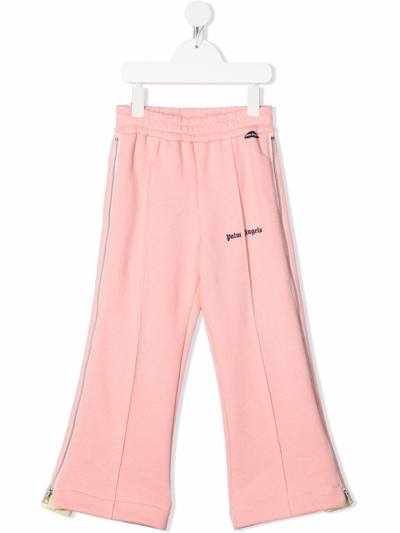 Palm Angels Kids' Logo Side-zip Track Trousers In Pink