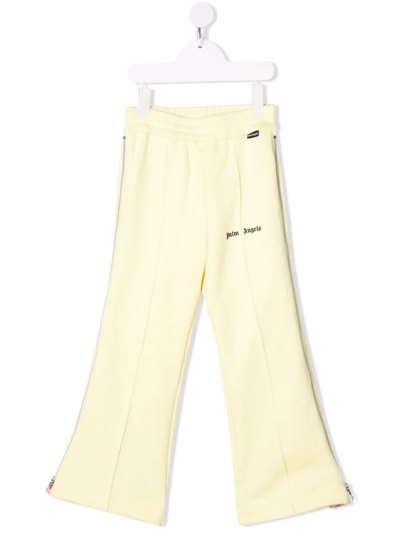 Palm Angels Kids' Logo Zipped Side Track Trousers In Yellow