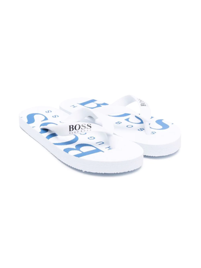 Bosswear Boys Teen White Logo Flip-flops