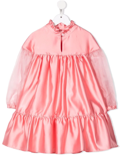 Mi Mi Sol Kids' Long-sleeve Flared Dress In Pink