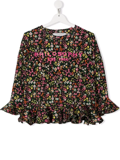 Philosophy Di Lorenzo Serafini Teen Ditsy Floral Print Shirt In Black