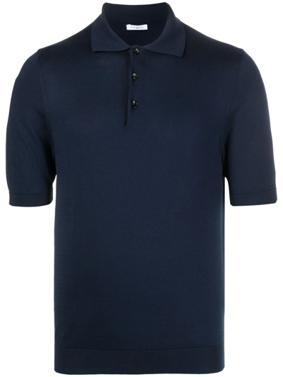 Malo Knitted Polo Shirt In Dark Blue