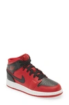Jordan Nike Air  1 Mid Se Basketball Sneaker In Gym Red/ Black/ White