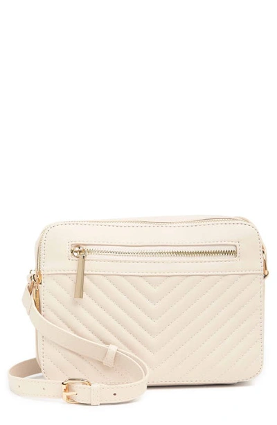 Steve Madden B Danna Chevron Quilted Faux Leather Camera Bag In Bone