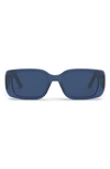 Dior Wil S2u 53mm Rectangular Sunglasses In Shiny Blue / Blue