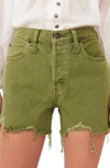 Free People We The Free Makai Ripped Cutoff Denim Shorts In Army