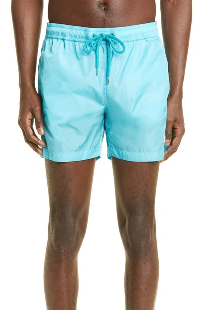 Moncler Logo-patch Detail Swim Shorts In Aqua