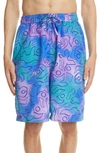 Isabel Marant Heloa Wide-leg Long-length Printed Swim Shorts In Green