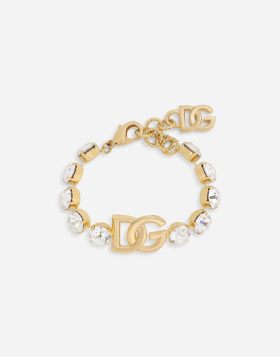 DOLCE & GABBANA BRACELET WITH RHINESTONES AND DG LOGO