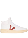 Veja V-15 Cwl Hi-top Sneakers In White,red
