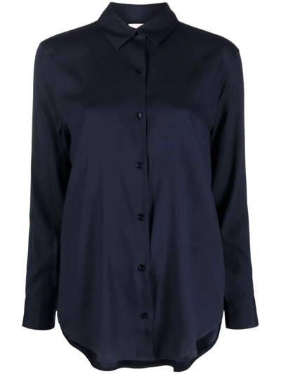 Paula Long-sleeve Silk Shirt In Blue