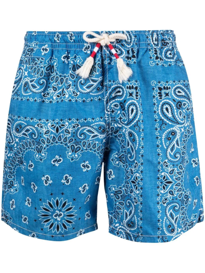 Mc2 Saint Barth Paisley-print Swimshorts In Blue