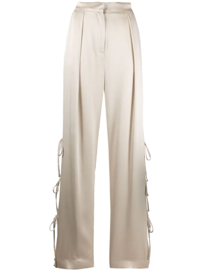 Act N°1 Bow-detail Satin-finish Trousers In Nude