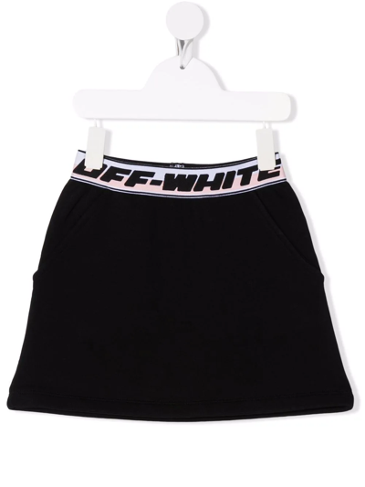 Off-white Kids' Logo Embroidered Mini Skirt In Black