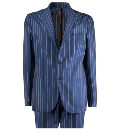 Santaniello Il Viaggiatore Blue Pinstripe Suit