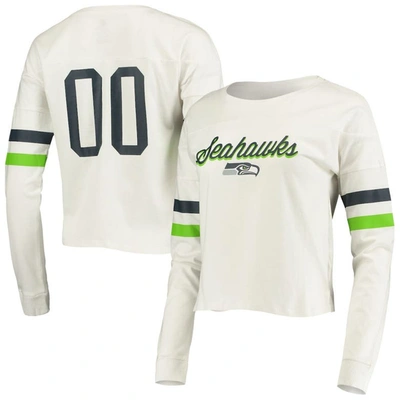 Outerstuff Juniors White Seattle Seahawks Carli Crop Long Sleeve T-shirt