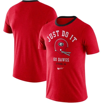 Nike Men's Red Georgia Bulldogs Vault Helmet Tri-blend T-shirt